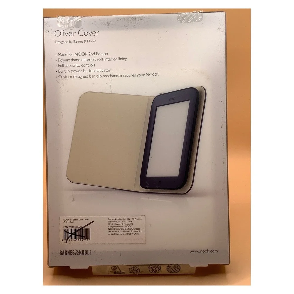 Barnes & Noble Nook 2nd Edition Oliver Cover Red Folio Case‎